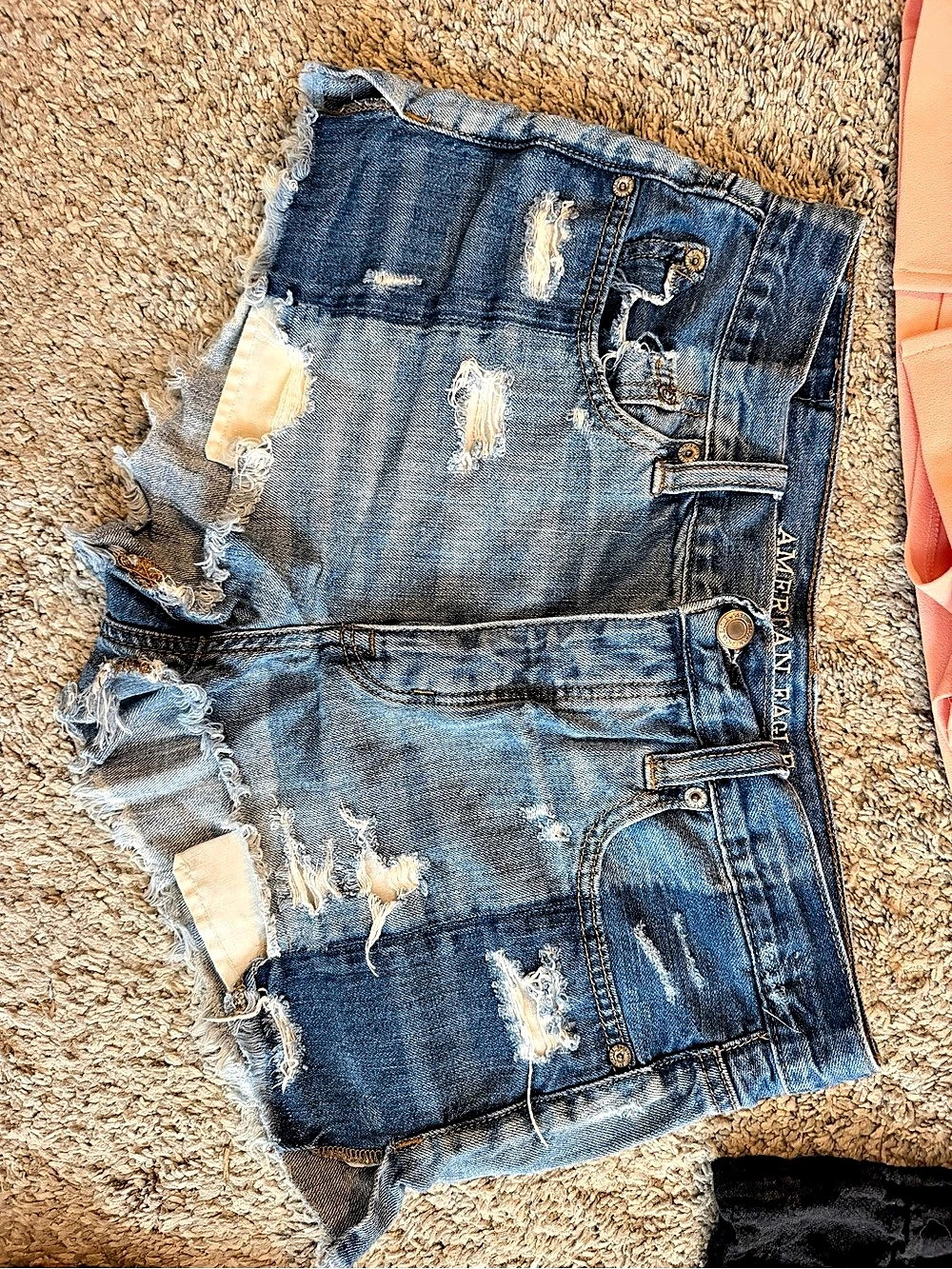Distressed Denim Jean Shorts in Blue